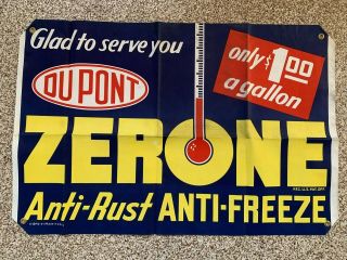 Vintage Dupont Zerone Antifreeze Canvas Banner Sign Gas Station Oil Garage Nos
