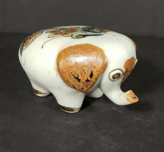 Ken Edwards Elephant Handcrafted Mexican Art Pottery Marked Trunk Up