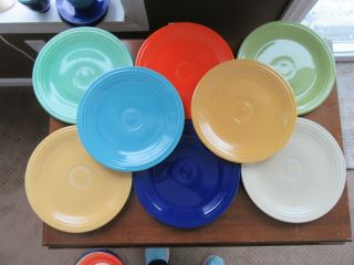 8 - Vintage Fiesta Ware Homer Laughlin 9 1/2 Dinner Plate Hlo Mixed Colors Lime