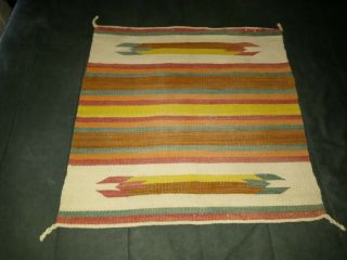 Vintage Native American Navajo Indian?? Woven Wool Rug Great Colors