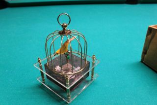 Vintage Sankyo brass bird cage wind up music box,  Spinning bird “ Love Story” 2