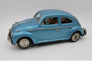 Rare Vintage 1960s Bandai Volkswagen Beetle B/o Tin Litho Toy Vw W/ Antenna