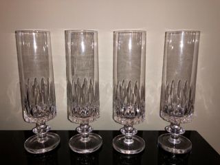4 Vintage Royal Rock Rcr Crystal Cut Glass Champagne Glasses Flutes Italy