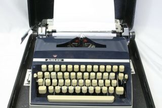 Adler Blue Portable Typewriter T - A Organisation West Germany & Case