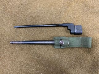 British Wwii Lee Enfield Rifle Spike Bayonet No.  4 Mkii N 87 With Scabbard