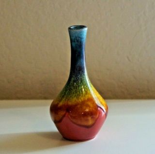Vintage Small Ceramic Bud Vase Multi - Color Rainbow Made In Japan 4.  5 "