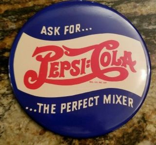 Pepsi Cola Double Dot 9 " Celluliod Button Tin Sign Soda Gas Oil Vintage Nos B