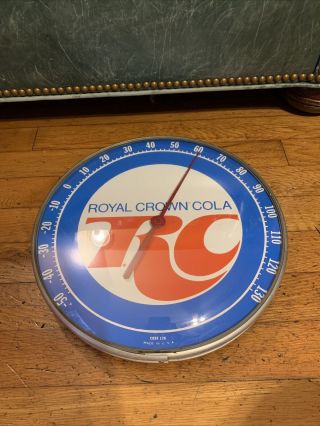 Royal Crown Cola Rc Soda Advertising Thermometer Sign 12” Glass