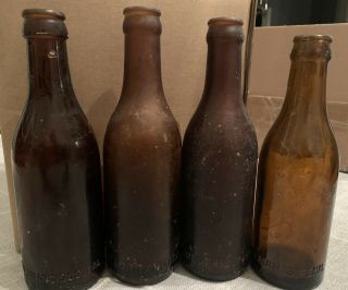 4 Assorted Circa 1900’s Brown Straight Side Coca - Cola Bottles - San Fran