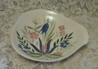 Vintage Red Wing Pottery Country Garden 9 X 9 Odd Shape Serving Shallow Bowl