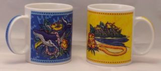Two Hawaiian Hilo Hattie Mugs Cups Maui And O 
