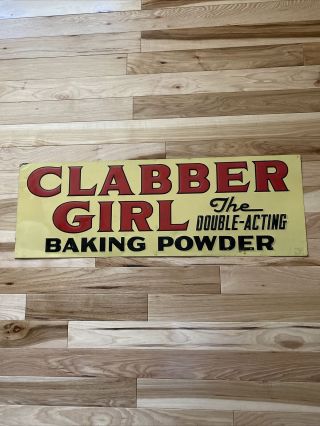 1951 Clabber Girl Baking Powder Embossed Metal Advertising Sign