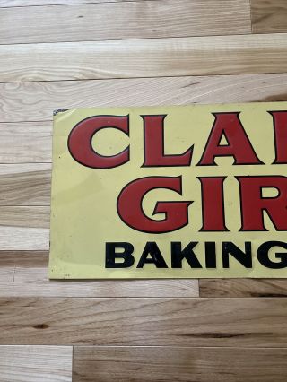 1951 Clabber Girl Baking Powder Embossed Metal Advertising Sign 2