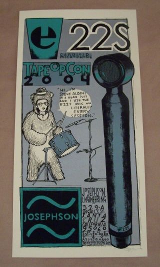 Jay Ryan Tape Op Con 2004 Josephson E22s Mic Steve Albini Screen Print Poster