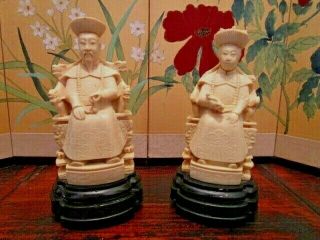Vintage Resin Emperor And Empress Figurines Made In Italy Marked