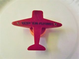 Ww2 Vintage Red Bakelite Plane Pencil Sharpener Homefront Sweetheart Keep Em Fly