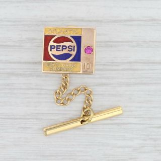 Atlantic Pepsi Tie Tac Pin 10k Gold 10 Years Company Service Synthetic Ruby