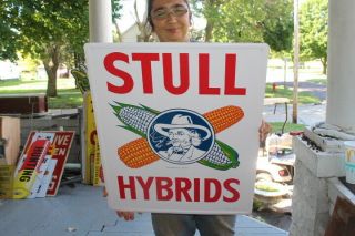 Large Stull Hybrids Seed Corn Farm 24 " Embossed Metal Sign