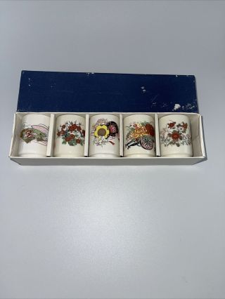 Japanese Ceramic Sake Tea Cups Set Of 5 Cups