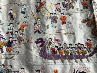 Vintage CHINESE SILK TAPESTRY HAND EMBROIDERY PANEL 100 Children 2
