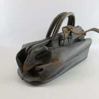 Antique Vintage Doctors Medical Bag Satchel Black Leather 3