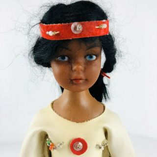 Vintage Native American Girl Doll Made In Hong Kong 9”