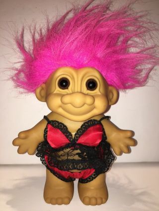 Vintage Large Russ 7 " Sassy Red Pink Troll Lingerie Valentines.  Ultra Rare.