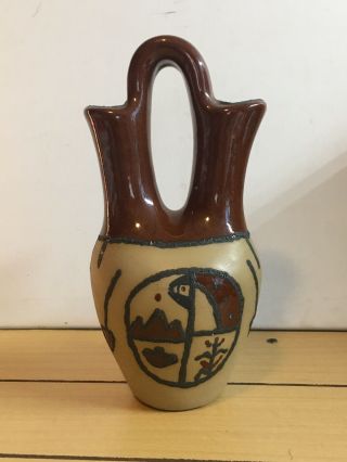 Vintage Navajo Native American Pottery Wedding Vase Navajo Indian Signed 10”x4”