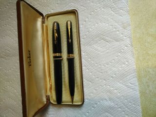 Vintage Parker Vacumatic Pen And Pencil Set In Case