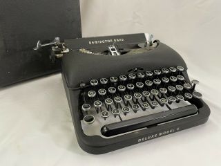 1947 Remington Rand Deluxe Model 5 Portable Typewriter In Case,  Glass Keys,