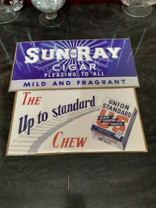 Vintage Sun Ray Cigar,  Union Standard Chewing Tobacco Advertisements - Boarded