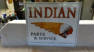 Indian Motorcycle Parts And Service Porcelain Sign