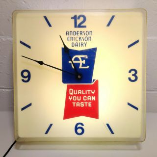 Vintage Anderson Erickson Dairy Products Advertising Light Up Clock