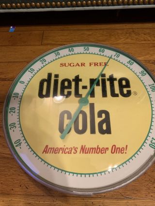 Diet Rite Cola Advertising Thermometer Sign 12” Glass Front