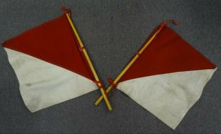Pair Ww2 Us Army Semaphore / Signal Flags - Signal Corps Eq2054