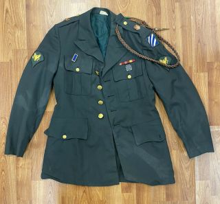 Vintage Us Army Ww2 To Korean War Officer Dress Uniform Jacket Fourragere