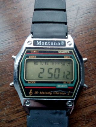 Montana Pf Pam352 Chronograph 16 Melodies Alarm Vintage Digital Watch (see Desc)