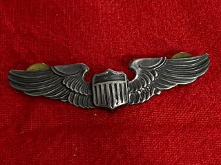 Vintage Wwii U.  S.  Military Army Air Force Sterling Silver Pilots Wings Pin