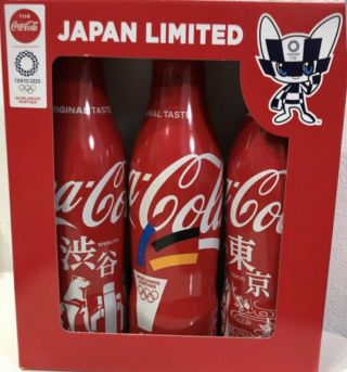 Coca Cola Japan 2020 Tokyo Olympics Shibuya Limited Full Aluminium Bottle Set