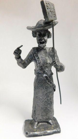 Vintage Michael Ricker Pewter Suffrage Votes For Women Statue Equal Votes Signed