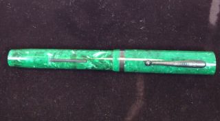 Vintage Sheaffer Lifetime White Dot Flat Top Jade Green Fountain Pen