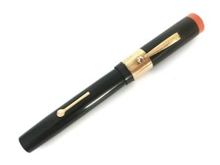 Diamond Point E Z Fill Black Hard Rubber Fountain Pen 14k Gold Nib 6 W Orange