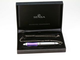 Sensa Minx Ring Top Twist Action Ballpoint Pen In Purple/silver W/silver Chain