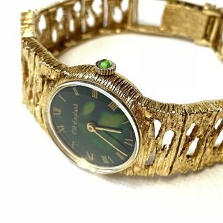 Vintage Old England Hand Wind Women ' s Green Dial Watch Gold Plated 2931 RUNS 2