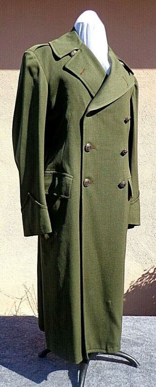 Wwii/korea Usmc Officers Wool Gabardine Overcoat,  2nd Maw,  Large Size,