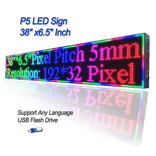 5000nits P5 38 " X 6.  5 " Full Color Led Sign Programmable Scrolling Message Display