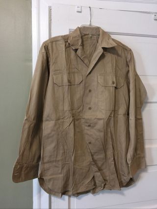 Ww2 Us Army Officer Khaki Shirt Large Size 44 Inch Chest