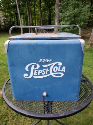Vintage Blue Tin Pepsi Cooler