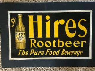 Early Hires Root Beer Paper Sign 5 Cent Bottle With Kid " The Pure Food Beverag