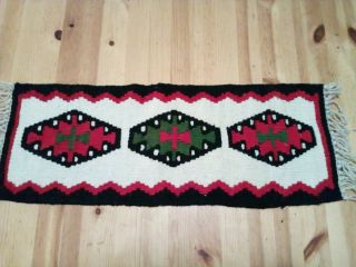 Lovely Thick Wool Hand Woven Wall Hanging/table Runner 24 " X 8 "